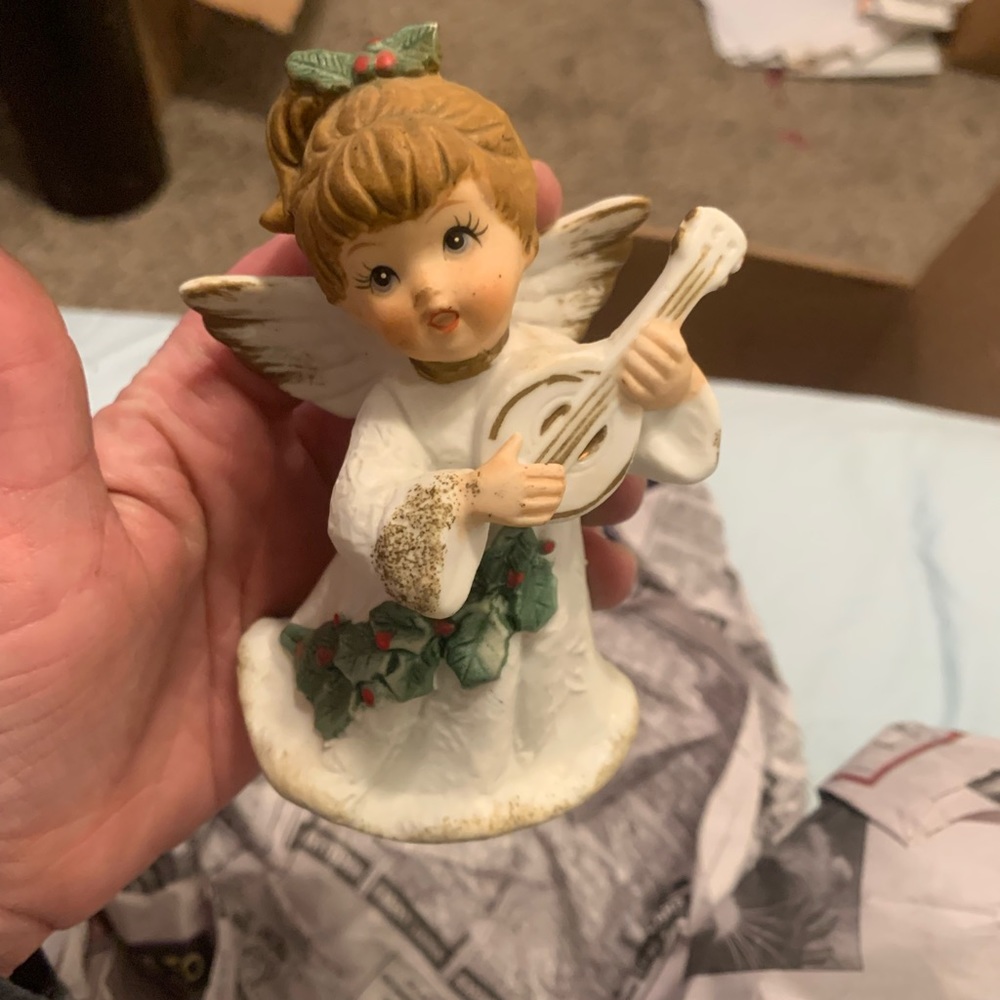 Vintage Japan Angel Figurine, Angel Figure with Mandolin, Vintage Japan